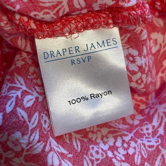 Draper James RSVP Smocked Top Womens Medium Red & White Floral Ditsy Cottagecore - Picture 6 of 8